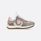 C'est Boosted Sneaker – the pairing of gray and deep pink suede calfskin and white mesh is enhanced by – LUX VERSE Luxury Designer Fashion Outlet