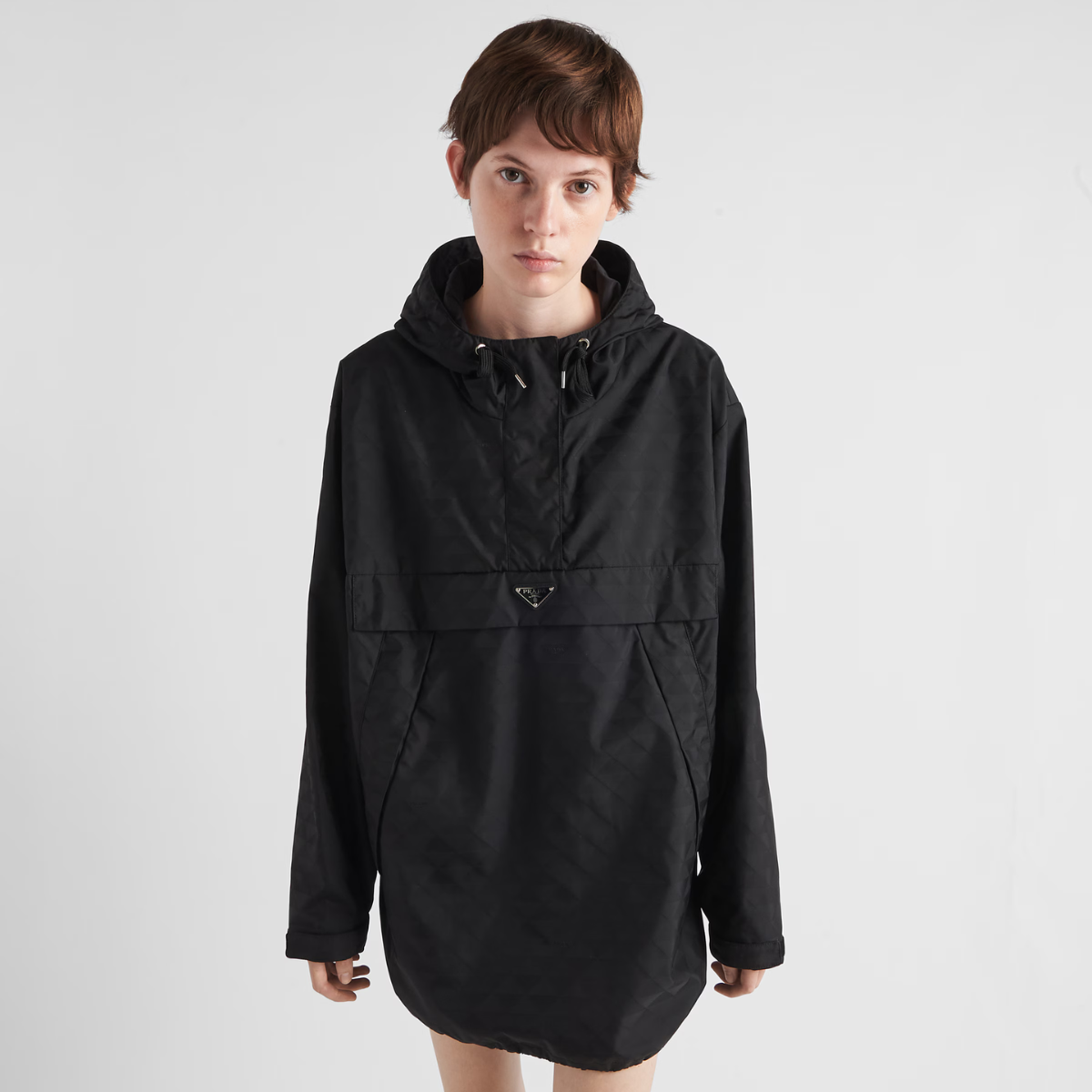 Printed Re-Nylon blouson jacket – here, the geometric design is transformed into a sophisticated yet modernist pattern – LUX VERSE Luxury Designer Fashion Outlet