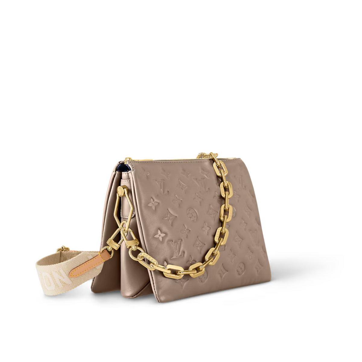 Coussin PM Taupe – the Coussin can be worn cross-body with the strap, on the shoulder by its short – LUX VERSE Luxury Designer Fashion Outlet