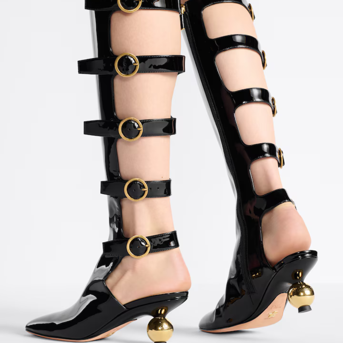 D-Idole Heeled Boot – the 6-cm (2.5) gold-finish spherical heel, inspired by the House's haute couture – LUX VERSE Luxury Designer Fashion Outlet