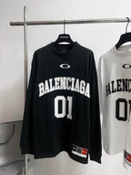 Schwarzes Langarmtrikot mit Nummer – Herren