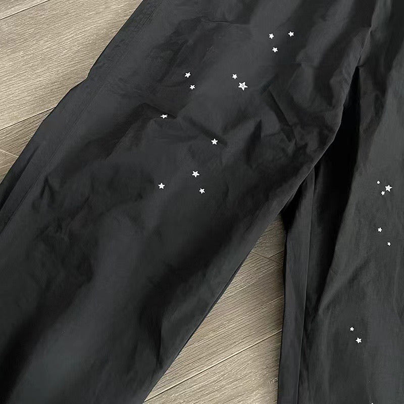 Black Cotton Splatter Print Joggers - Men's