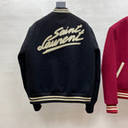 Navy Wool Contrast Trim Varsity - Men's