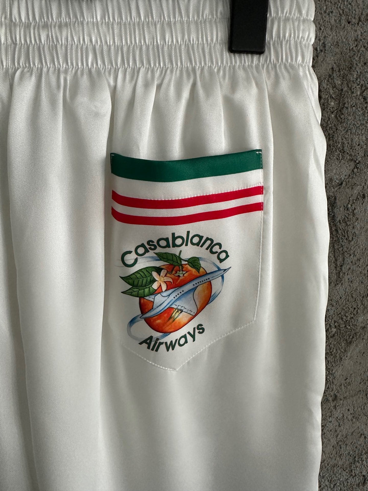 White Cotton Web Stripe Drawstring - Men's