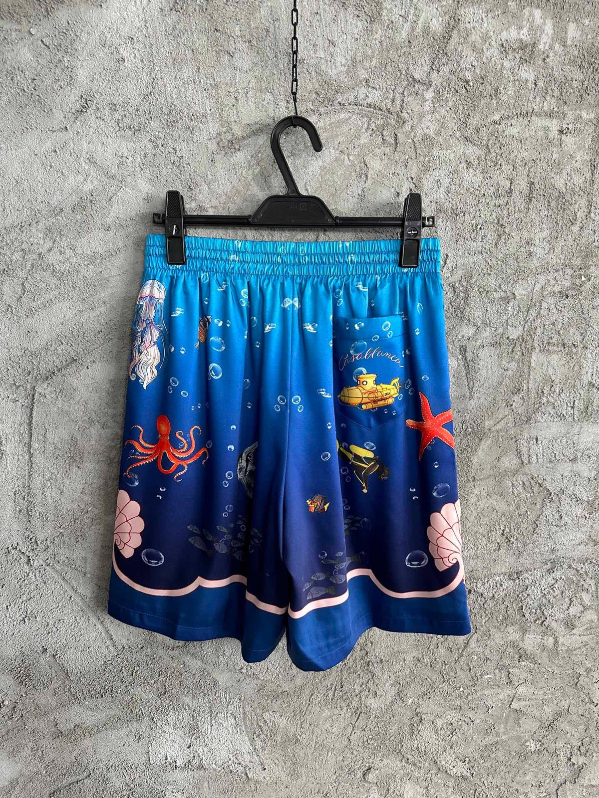 Underwater Print Silk Shorts - Men's