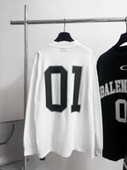Schwarzes Langarmtrikot mit Nummer – Herren