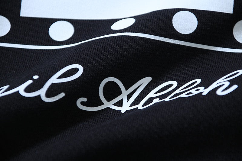 Black Cotton Slogan Pullover - Men's