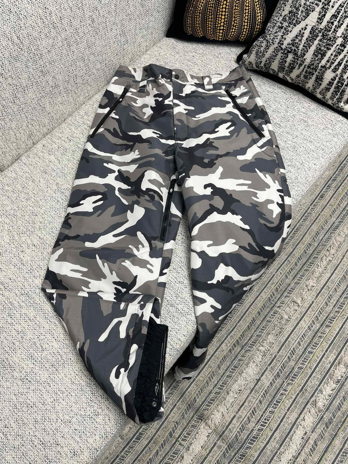 Grey Cotton Camo Print Cargo - Men's