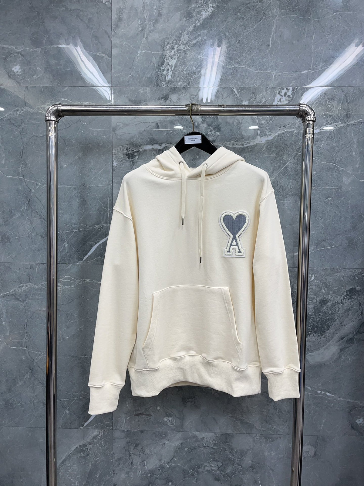 Black Cotton Heart Logo Pullover - Men's