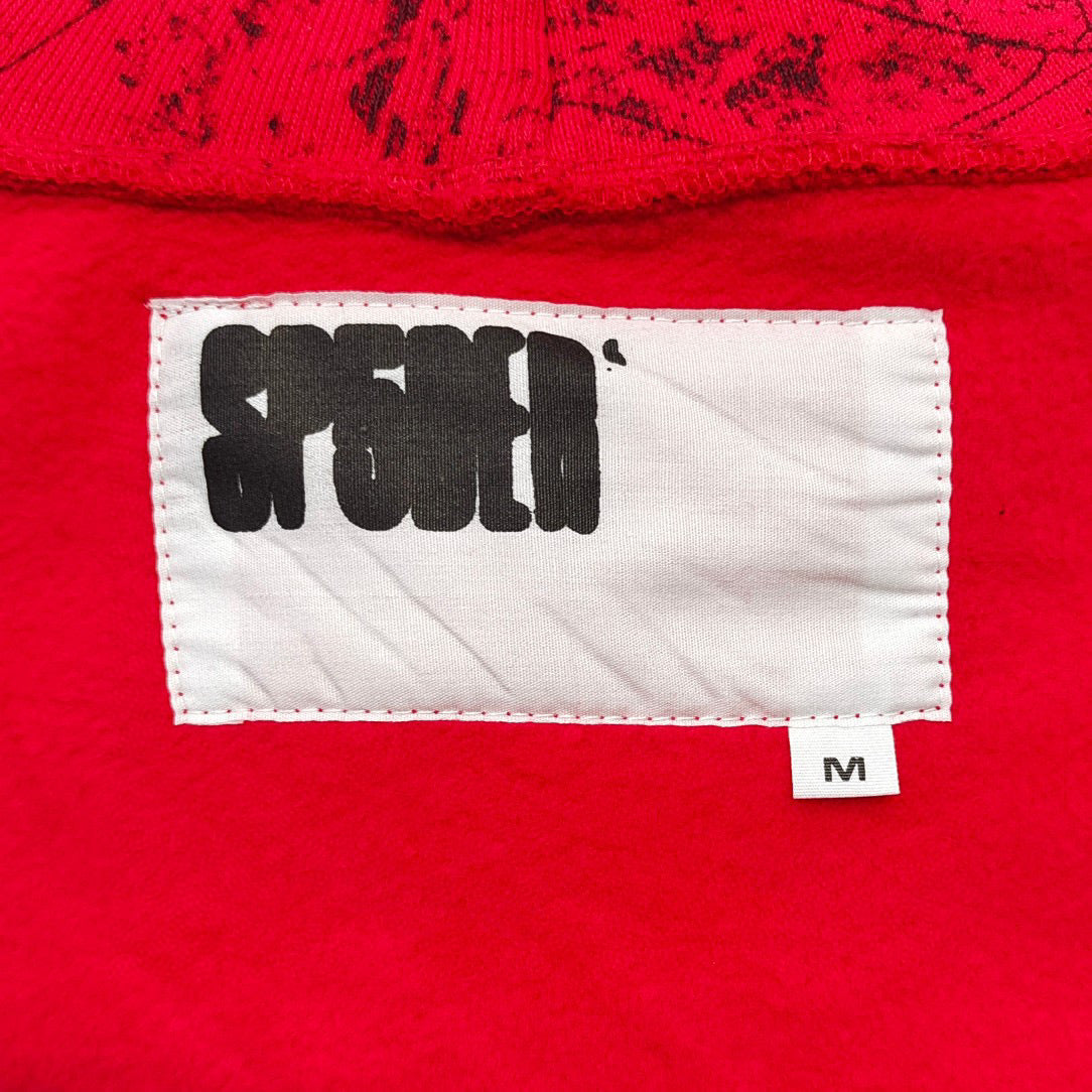 Red Cotton Web Print Pullover - Men's