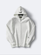 Weißer, unifarbener Reißverschluss-Hoodie aus Baumwolle – Herren