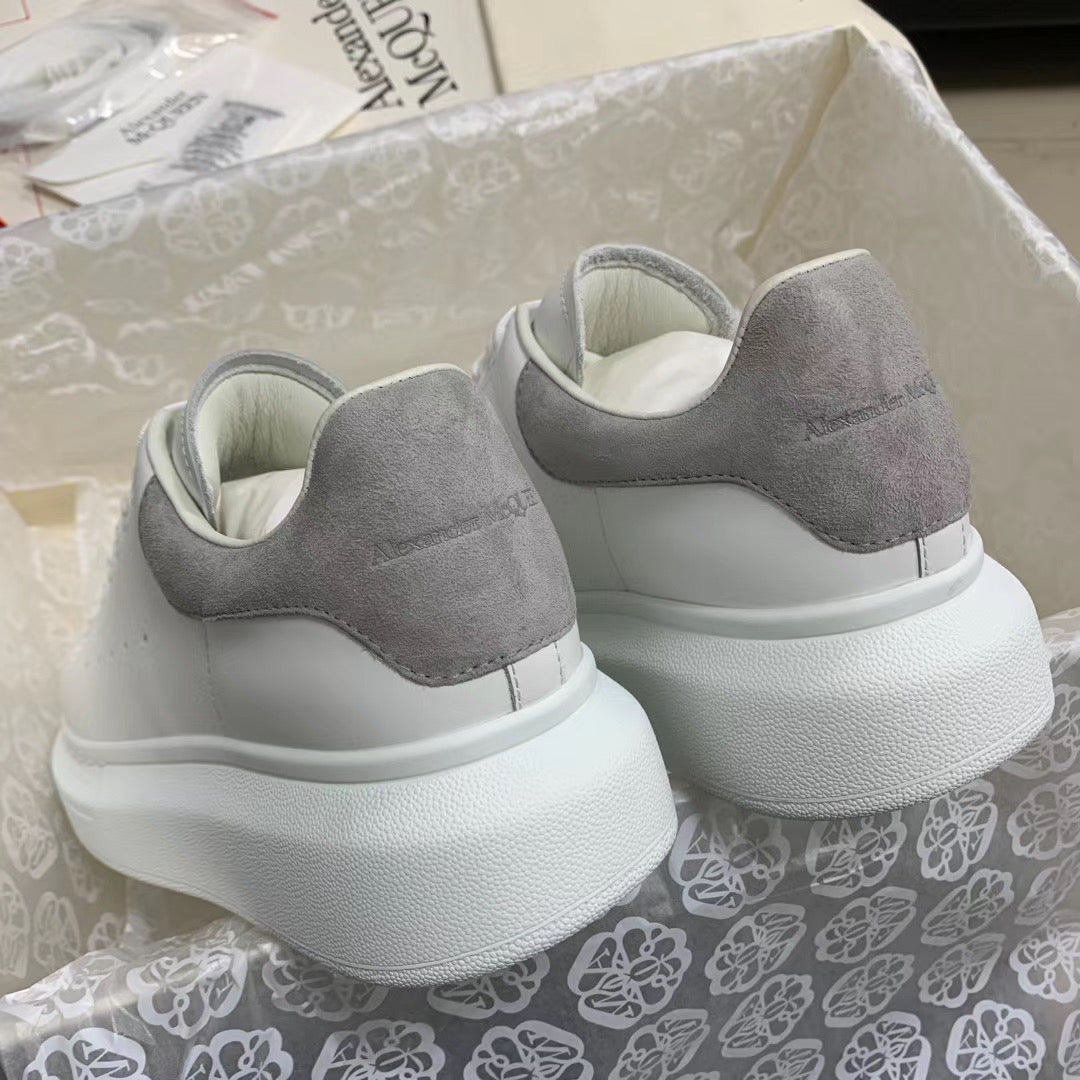 Oversized Grey Suede Tab Sneakers