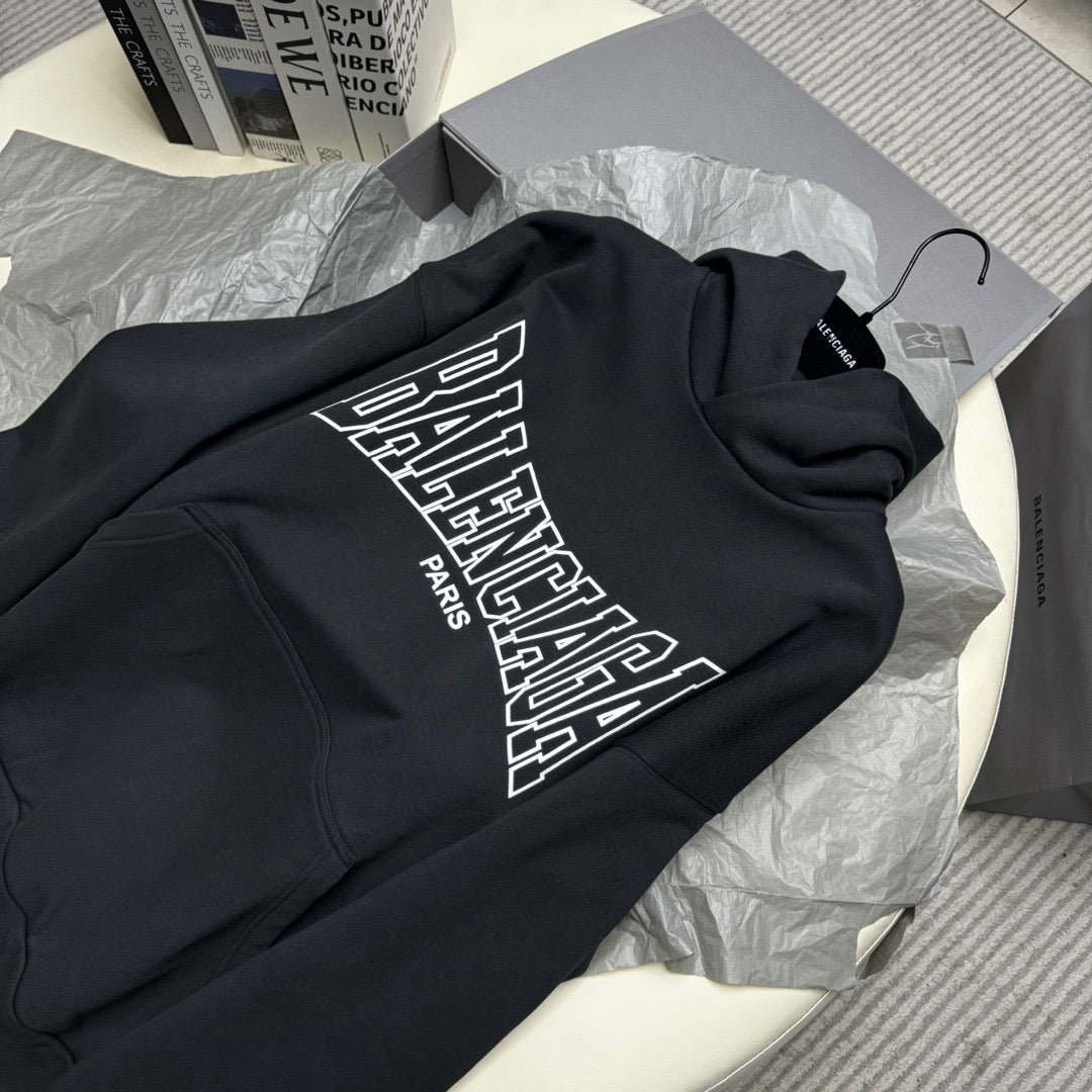 Schwarzer Baumwollpullover mit Logoprint – Herren