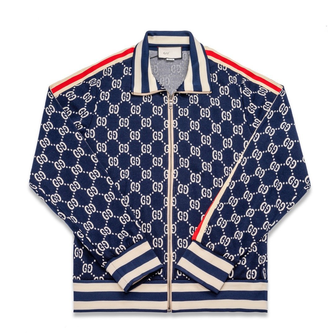 Navy Knit Monogram Track - Men's
