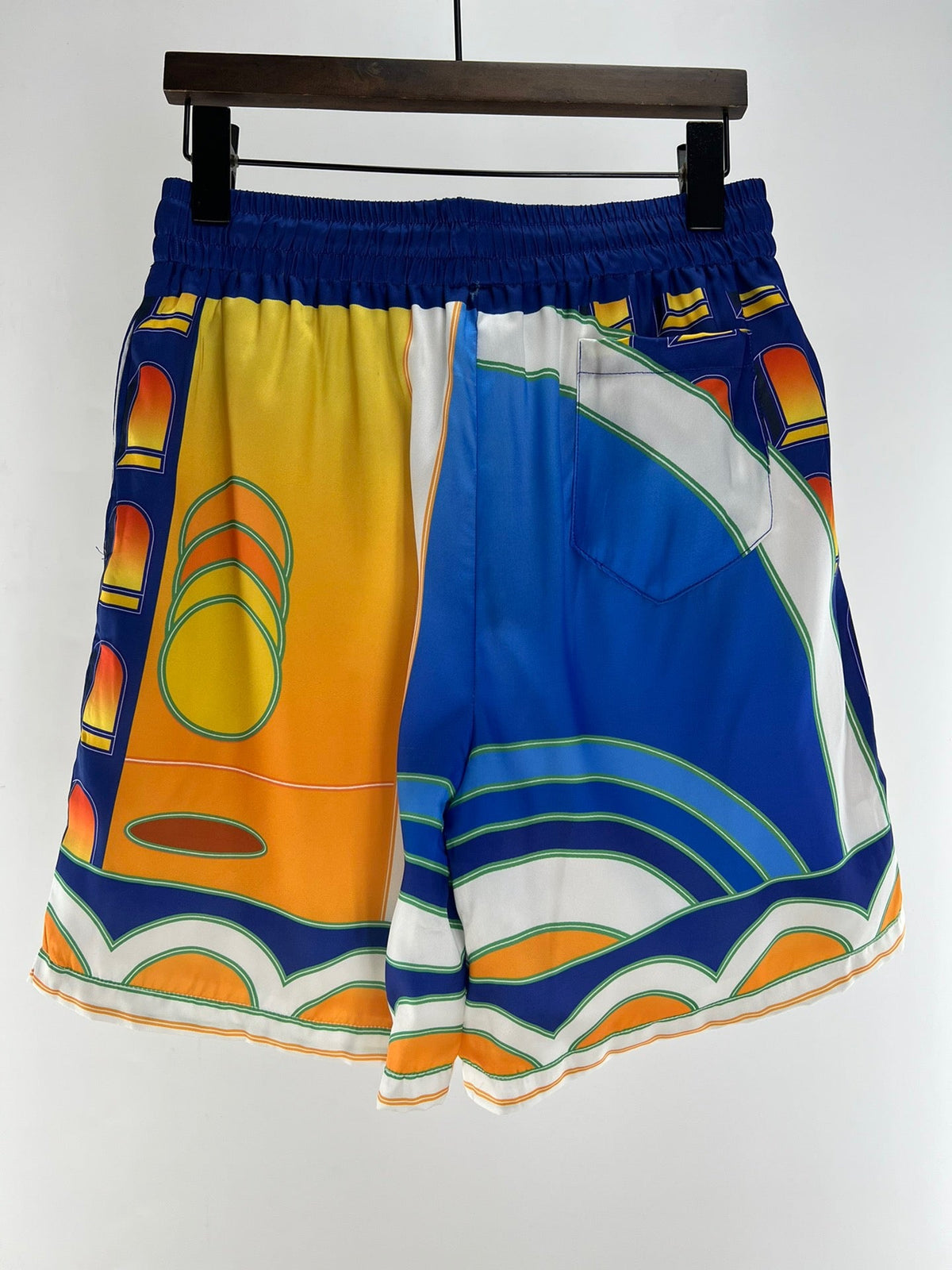 Geometric Print Silk Shorts - Men's