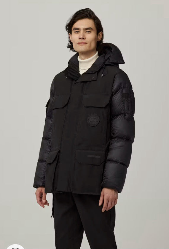 Schwarz-weißer Parka – Herren