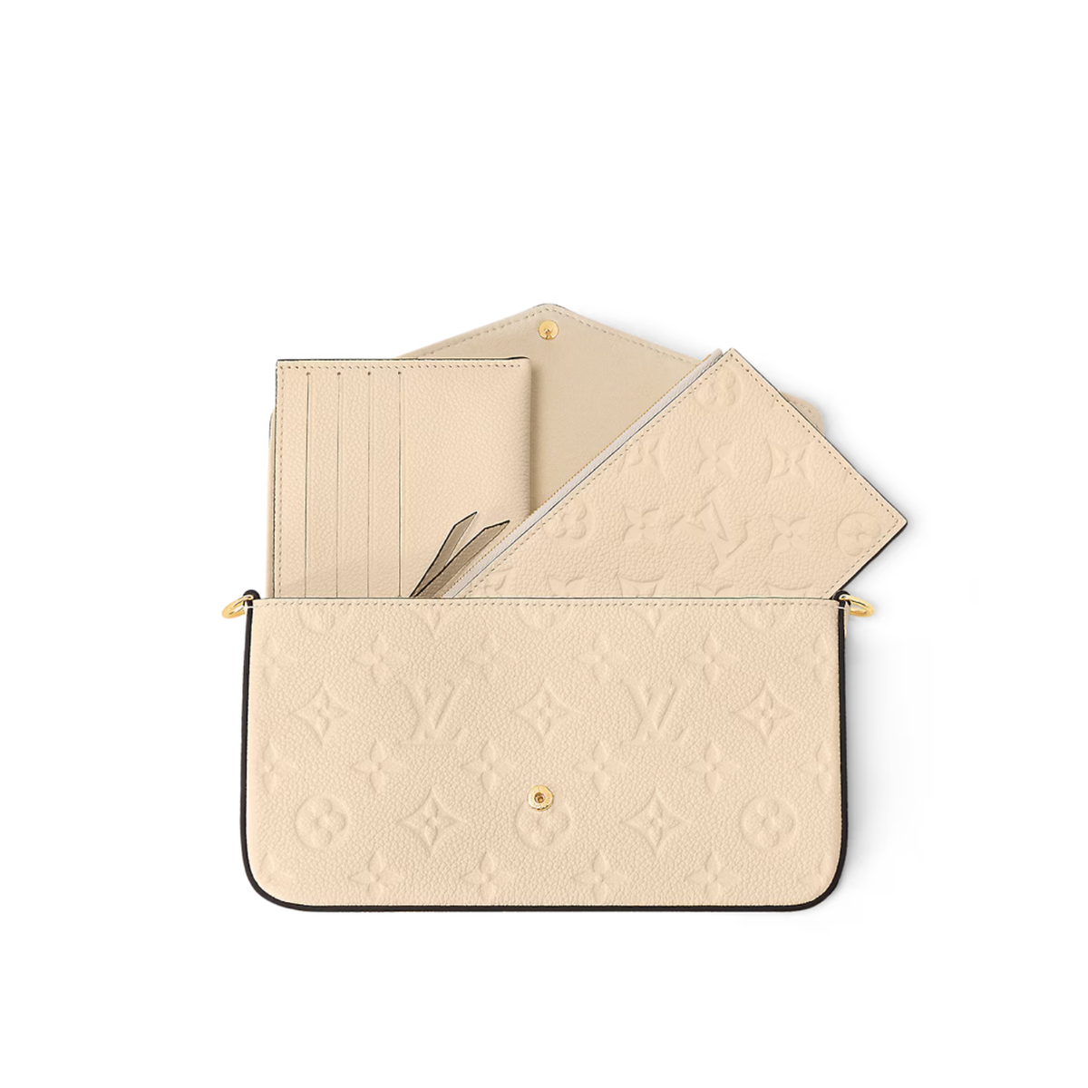 Félicie Pochette – it can also be carried in different ways thanks to a removable gold-tone chain – LUX VERSE Luxury Designer Fashion Outlet
