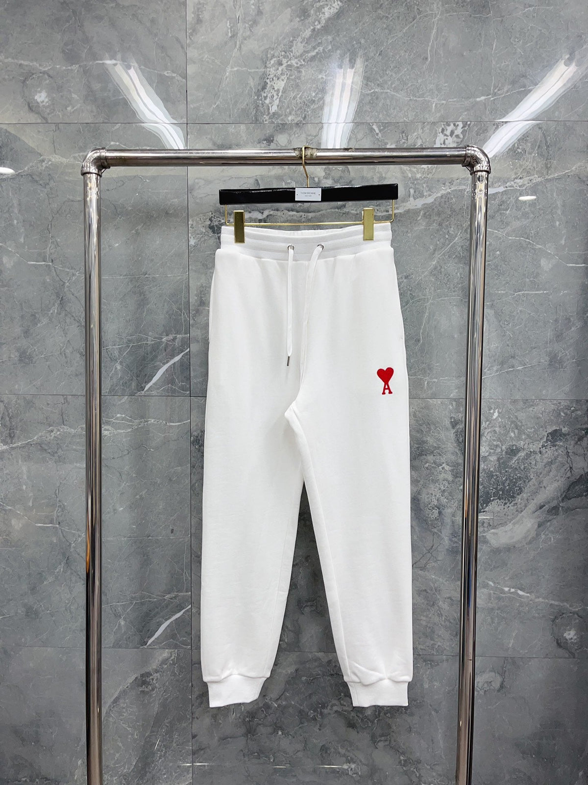 Black Cotton Heart Logo Joggers - Men's