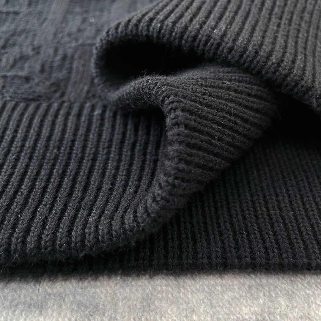 Schwarzer Rollkragenpullover aus Wolle mit Zopfmuster – Herren
