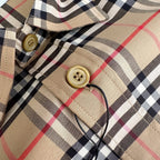 Beige Baumwoll-Langarmshirt mit Vintage Check – Herren