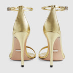 Women's heeled sandal with Double G – a delicate crystal Double G buckle embellishes the ankle strap – LUX VERSE Luxury Designer Fashion Outlet