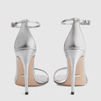 Heeled sandal with Double G – a delicate crystal Double G buckle embellishes the ankle strap – LUX VERSE Luxury Designer Fashion Outlet