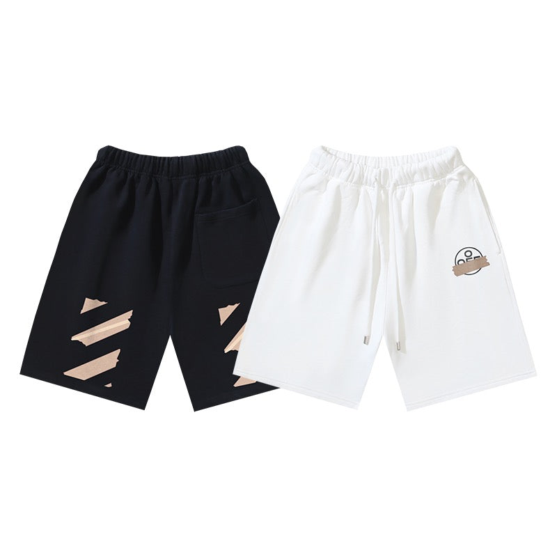 Schwarzes Baumwollmotiv mit Kordelzug – Herren