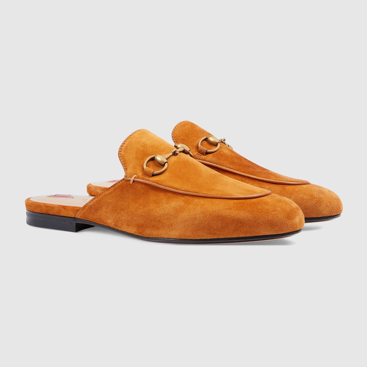 Princetown leather slipper – light brown suede Women's Gold-toned hardware Horsebit detail Leather sole Flat 0.4"– LUX VERSE Luxury Designer Fashion Outlet