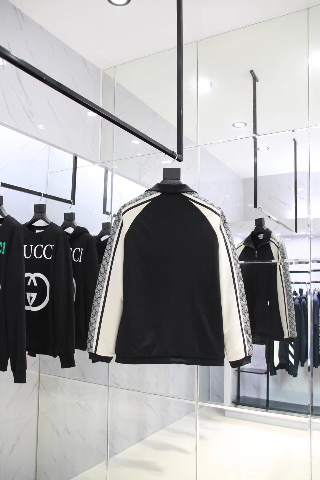 Black Jersey Contrast Panel Track - Men's