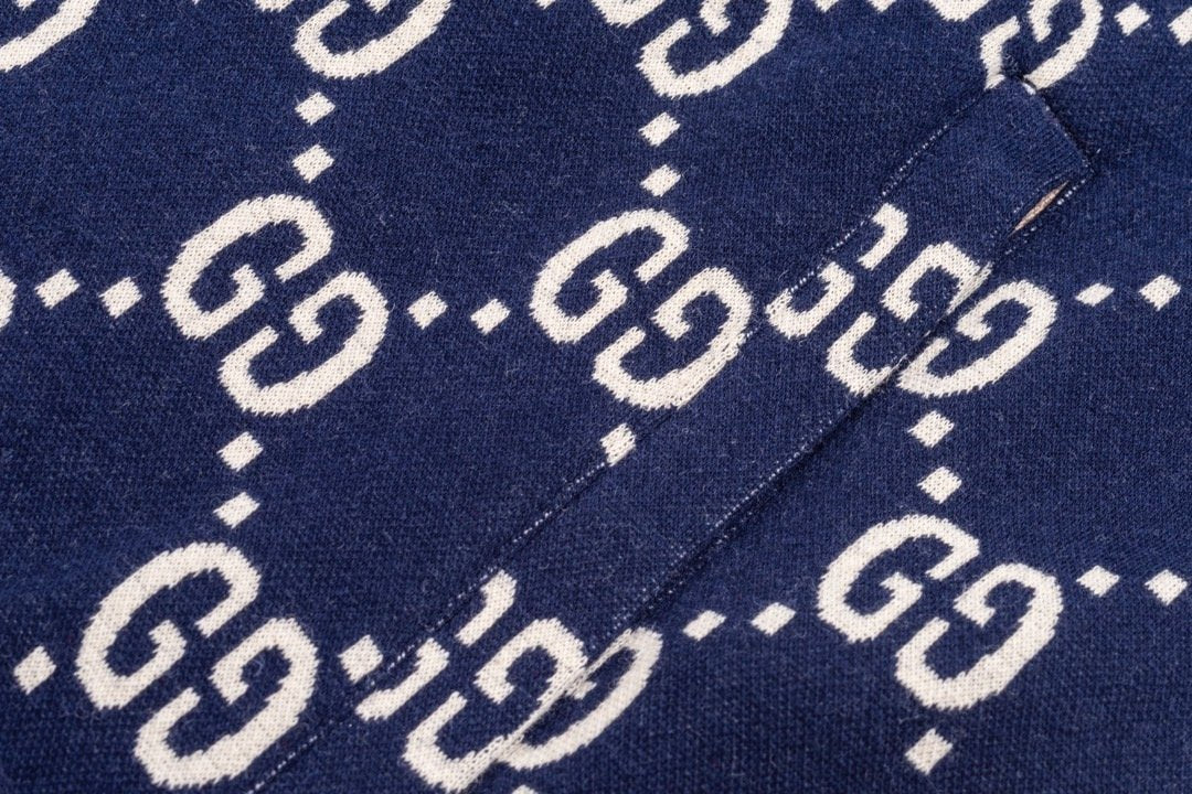 Navy Knit Monogram Track - Men's