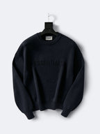 Cremefarbener Wollpullover mit Textlogo, Rundhalsausschnitt – Herren