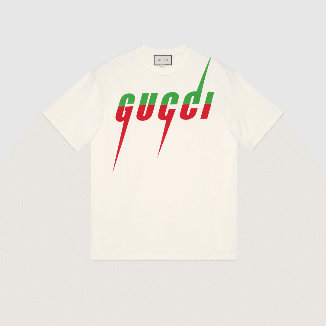 White Blade Print T-Shirt – a slightly heavier quality cotton jersey defines the T-shirts for Spring Summer – LUX VERSE Luxury Designer Fashion Outlet