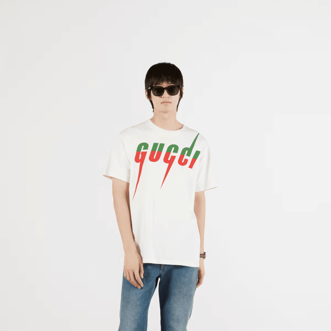 White Blade Print T-Shirt – a slightly heavier quality cotton jersey defines the T-shirts for Spring Summer – LUX VERSE Luxury Designer Fashion Outlet