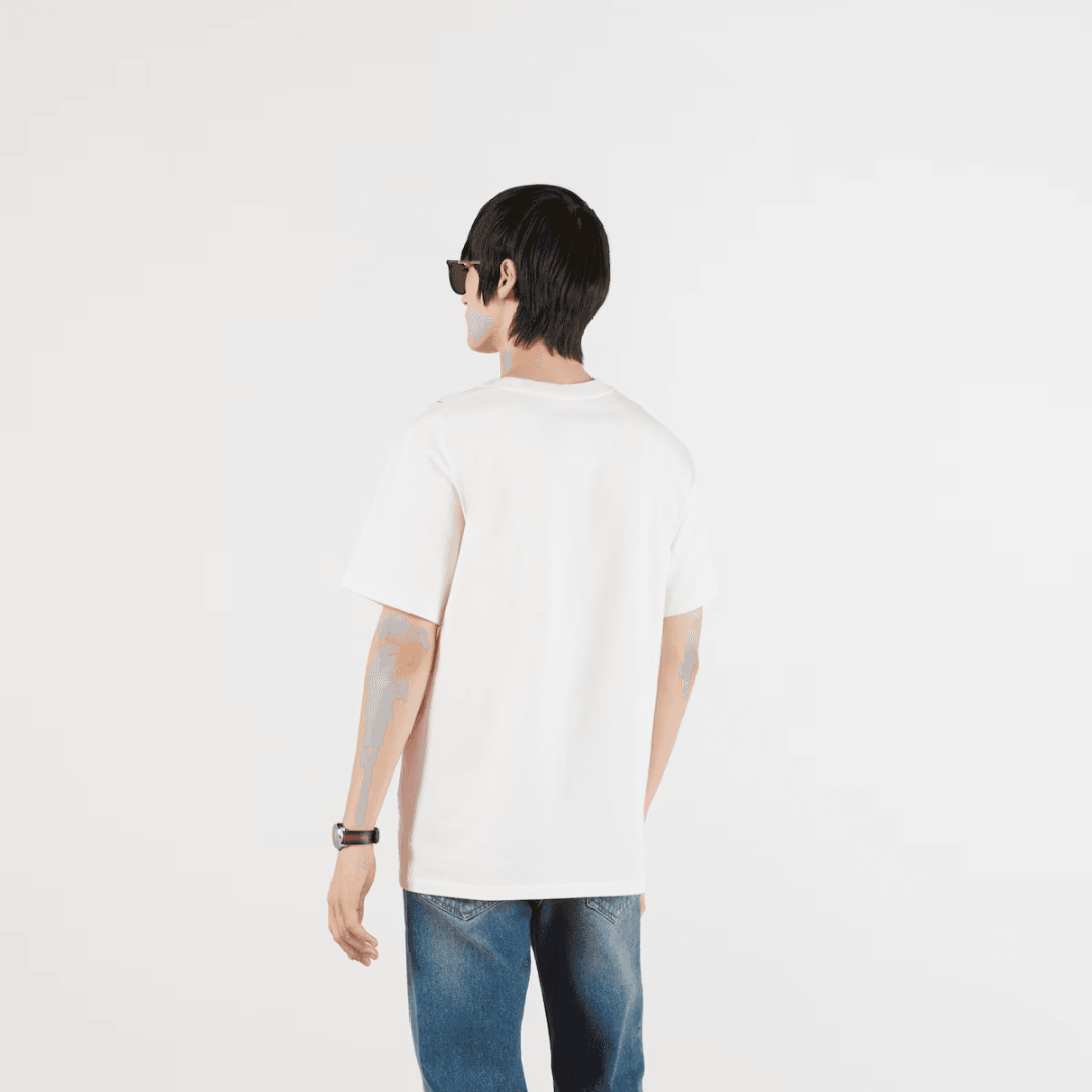 White Blade Print T-Shirt – designed with an oversized fit, this piece features the =Blade print—a recurring – LUX VERSE Luxury Designer Fashion Outlet