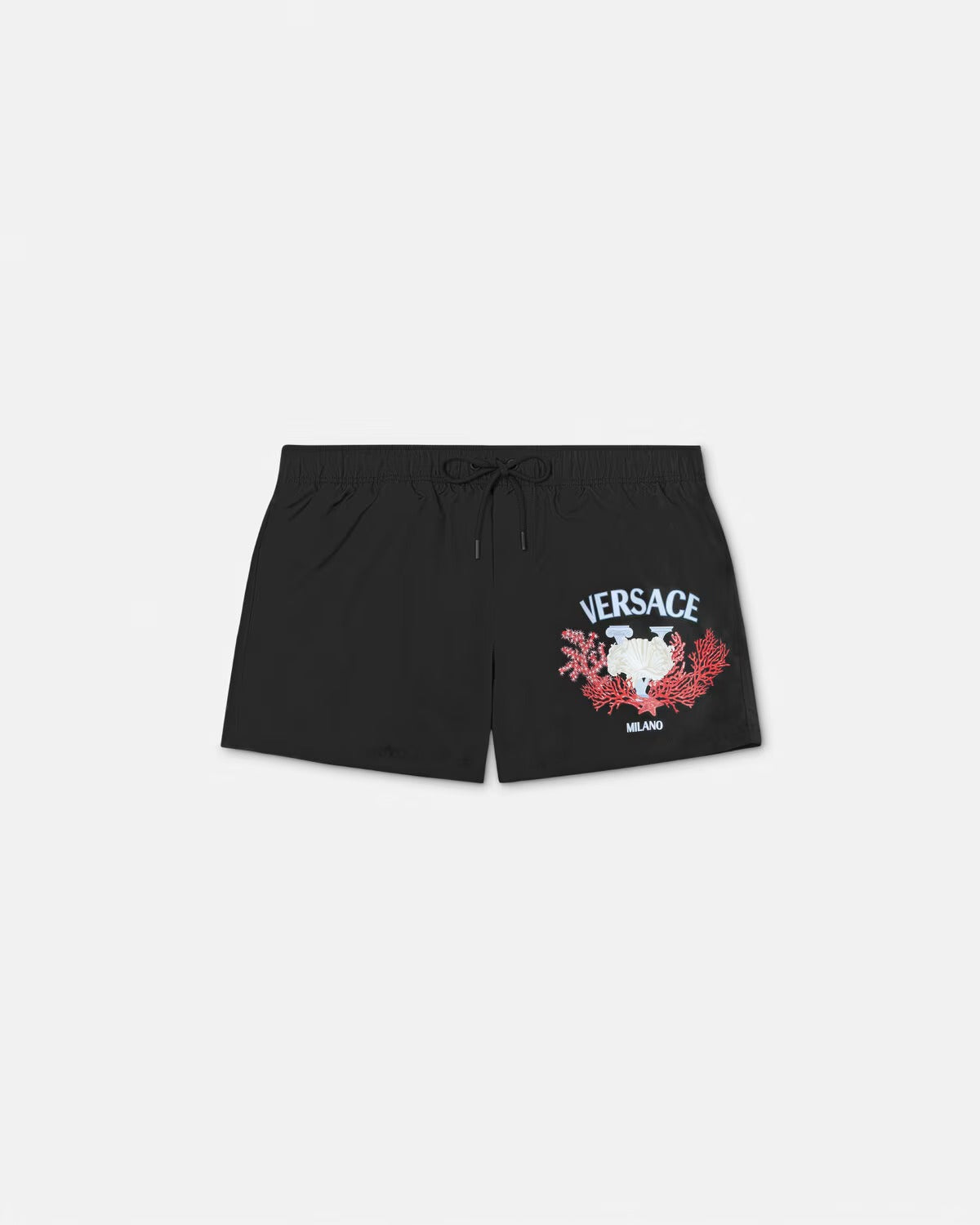 University Coral Swim Shorts – these swim shorts feature a Varsity-inspired logo crest with an aquatic theme – LUX VERSE Luxury Designer Fashion Outlet