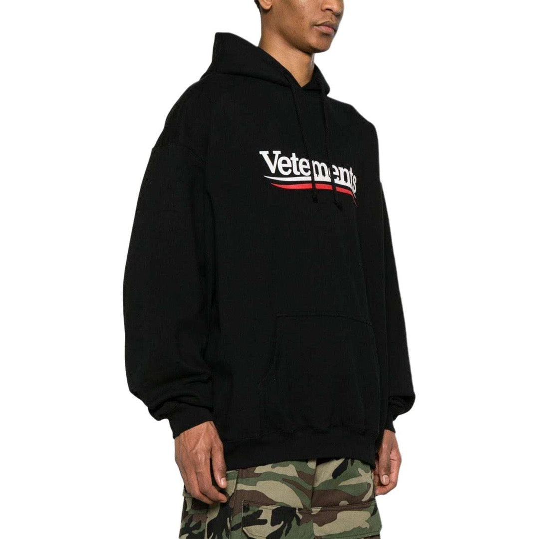 Schwarzer Baumwoll-Logo-Pullover für Herren
