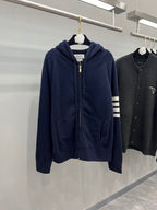 4-Bar Zip Grey Hoodie - Men's