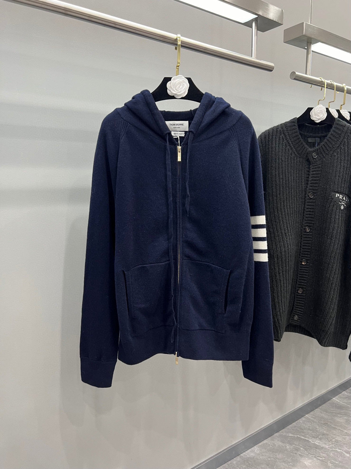 4-Bar Zip Grey Hoodie - Men's