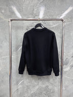 Navy Cotton Embossed Text Crewneck - Men's