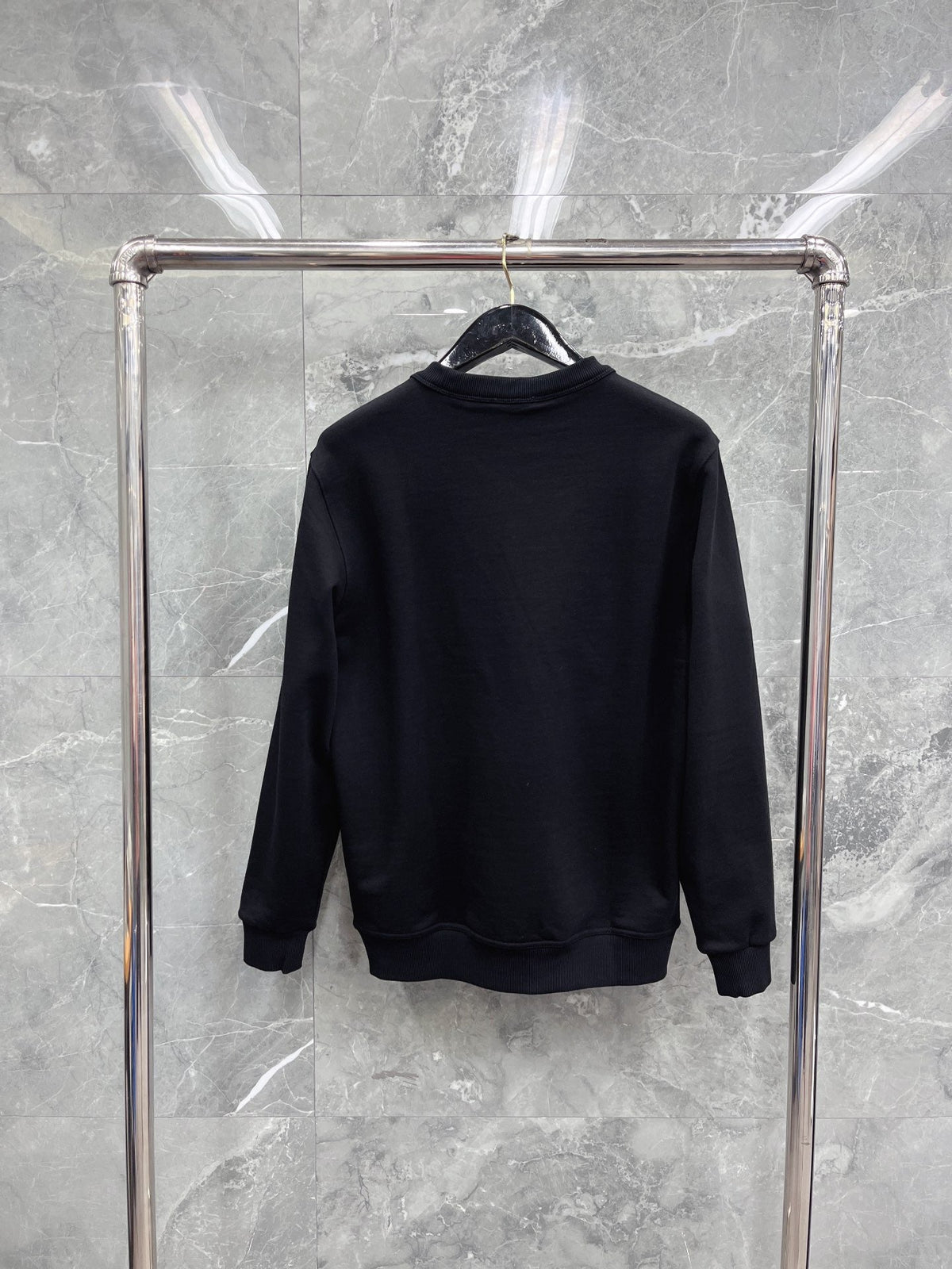 Navy Cotton Embossed Text Crewneck - Men's