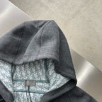 Grey Cotton Check Lined Zip-Through - Men's