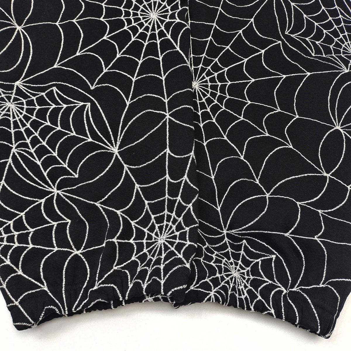 Black Cotton Web Print Joggers - Men's