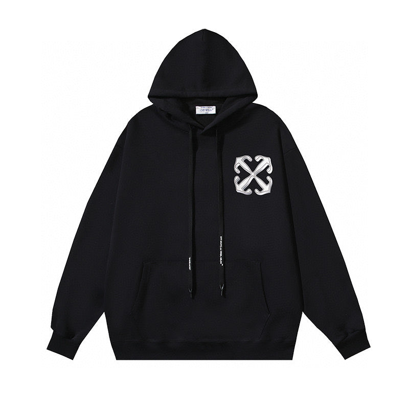 Black Cotton Arrow Logo Pullover - Men's