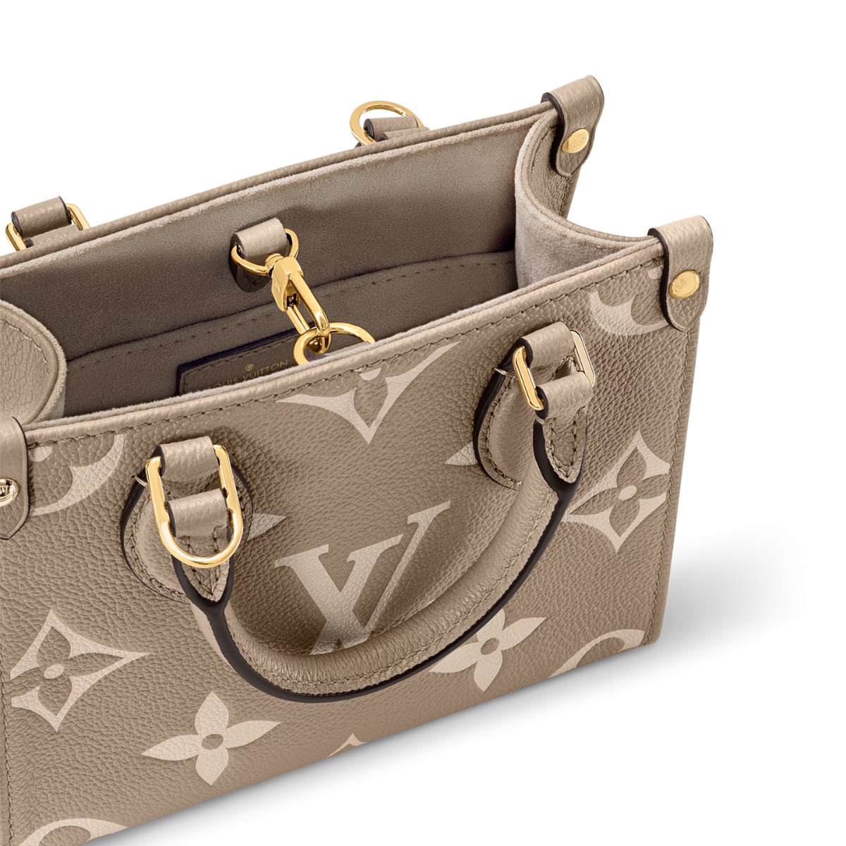 OnTheGo B Beige – a removable and adjustable strap enables shoulder carry – LUX VERSE Luxury Designer Fashion Outlet