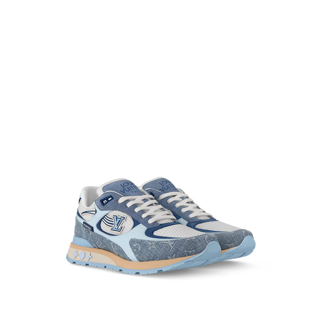 Run Away Denim Sneaker – the Initials with a comet-like trail are embroidered on the side, and the signature – LUX VERSE Luxury Designer Fashion Outlet