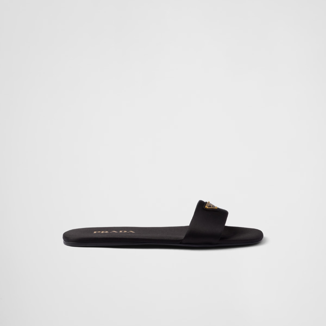 Satin slides – these flat slides have a sleek design enriched by the sophisticated satin finish – LUX VERSE Luxury Designer Fashion Outlet