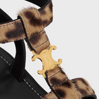 CLEA TRIOMPHE GLADIATOR SANDAL in LEOPARD PRINTED HAIRY CALFSKIN – heelTRIOMPHE METAL PIECEEMBOSSED ON THE EXTERNAL SIDE OF THE OUTSOLEDEBOSSED – LUX VERSE Luxury Designer Fashion Outlet