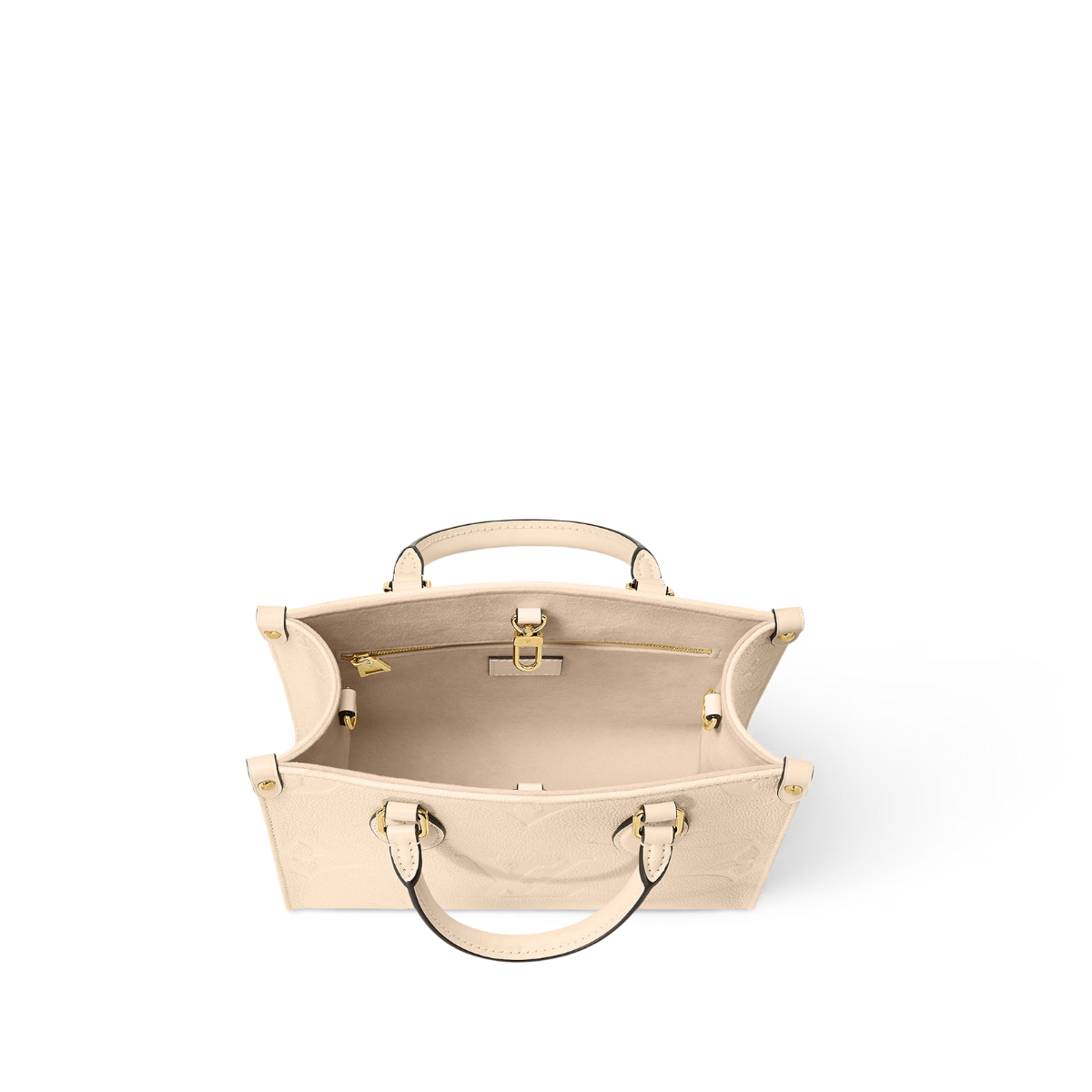 OnTheGo PM Crème Beige – the Monogram Flowers embossed into the leather are perfectly complemented by – LUX VERSE Luxury Designer Fashion Outlet