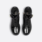 D-Strike Ankle Boot – presented in black matte calfskin, the style stands out with a wide band adorned – LUX VERSE Luxury Designer Fashion Outlet