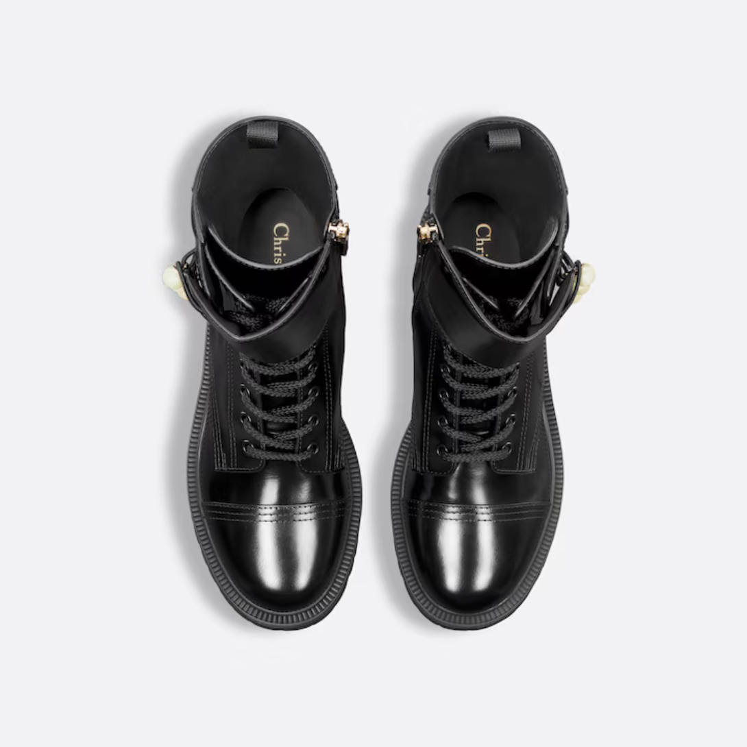 D-Strike Ankle Boot – presented in black matte calfskin, the style stands out with a wide band adorned – LUX VERSE Luxury Designer Fashion Outlet